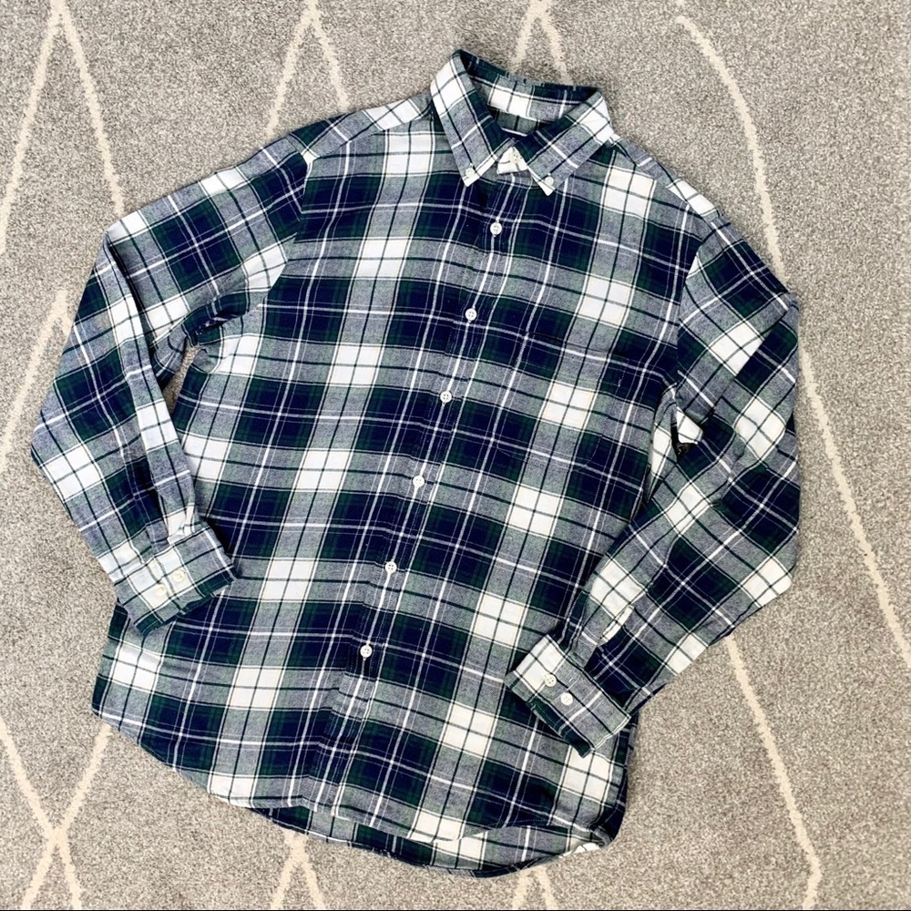 Club Room Blue and Green Flannel Plaid Button Down